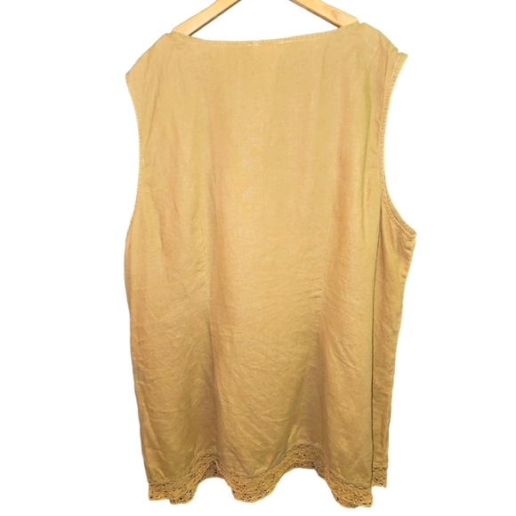 Soft Surroundings Pale Wheat color Embellished Linen Tunic Bohemian 2XL - Picture 5 of 8